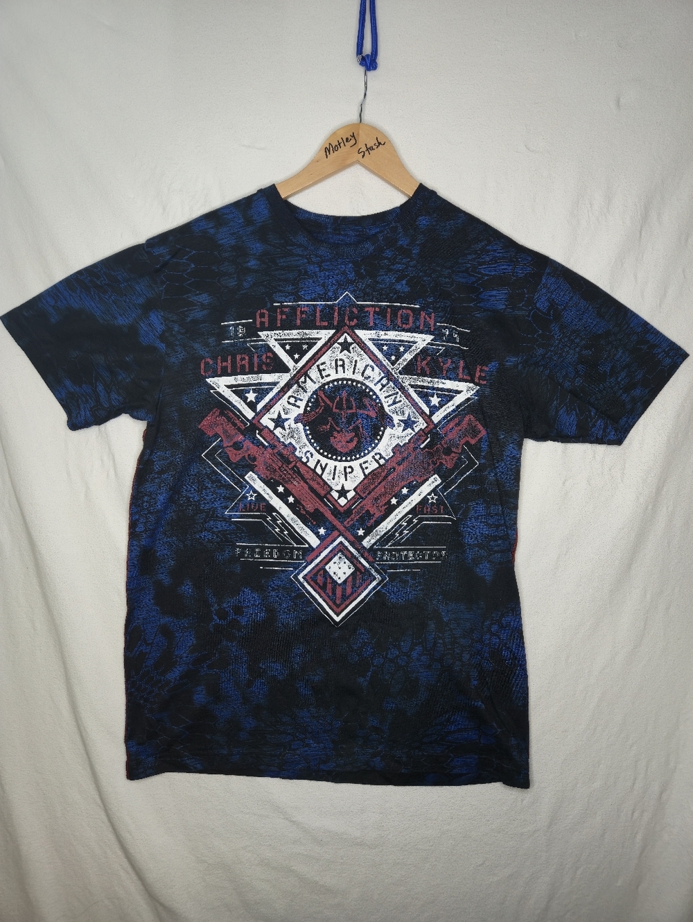 Affliction Chris Kyle Men's Blue Short Sleeved Tee Shirt Size XL